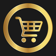 Shopping cart simple isolated gold icon for apps and websites