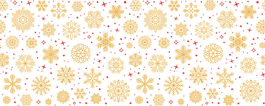Christmas card with snowflake border, seamless pattern for Christmas greetings, New Year holidays – vector