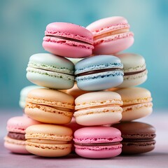 Obraz premium colorful macaroons on a soft background