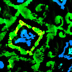 Geometric Ikat Tile. Psychedelic Arabic Abstract