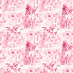 Pink Graphic Design Element. Seamless Camouflage. Pastel Animal Skin Patch. Pale Seamless Skin. Line Art Design. Soft Jungle Animal Texture.