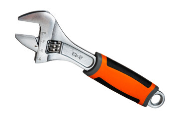 adjustable wrench for fine adjustment, metal chrome plated, isolated on a white background