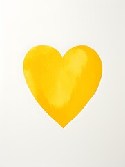Drawing of a Heart in yellow Watercolors on a white Background. Romantic Template with Copy Space