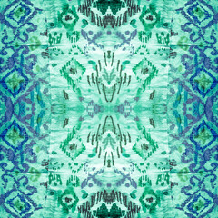 Ikat Brush. White Abstract Geometrical Painting.