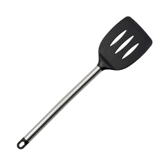 Kitchen spatula with a metal handle and a plastic heat-resistant working part isolated on a white background