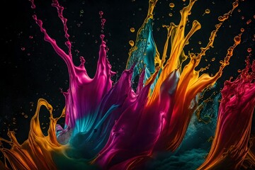 most beautiful vivid liquid in collorful 3d, a beautiful abstract background in many colors. - obrazy, fototapety, plakaty