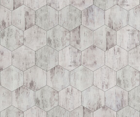 Old dirt white oak Wood Hexagon Floor texture