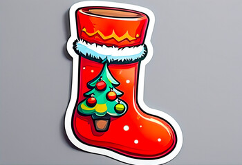 Christmas sock sticker Collection of stickers for Christmas and New Year.