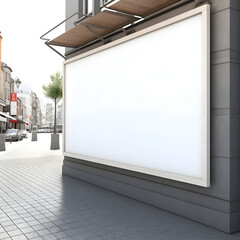 A blank billboard on the street in the city. 3d rendering.