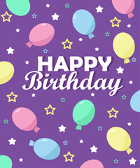 happy birthday card, with balloons, vector illustration