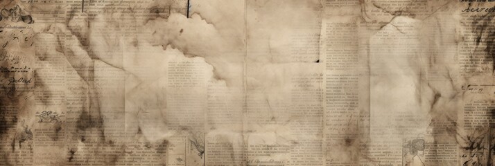 grungy photo of a stained old newspaper Generative AI - obrazy, fototapety, plakaty