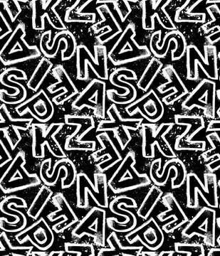 Seamless letters pattern. Hand draw letter pattern.