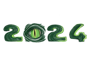 illustration, dragon eye for 2024 new year