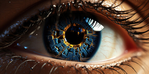 Vision Reimagined: High-Tech Circuitry Melding with the Human Eye - 677293160