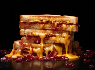 a grilled cheese sandwich with cheese covering