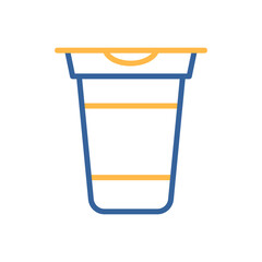 Yogurt cup, plastic container vector icon