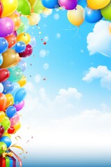 Birthday background with balloons large copyspace area