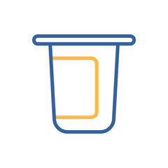 Yogurt cup, plastic container vector icon