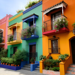 Fototapeta na wymiar Colorful houses in Cartagena de Indias. Colombia.