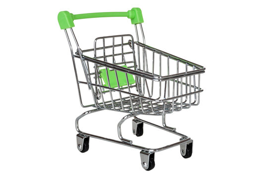 shopping cart in store for shopping isolated on white background