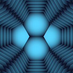 Abstract futuristic background with hexagons and blue light - 677297378
