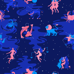 Zodiac Signs Seamless Pattern Astrology Collection