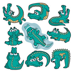 set of cartoon crocodiles