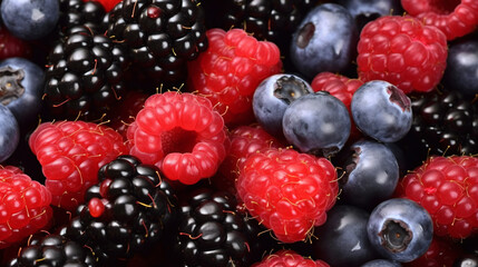 tasty fresh macro picture filling of the fruits blueberries, blackberries and raspberries
