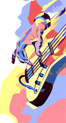 A Guitar and musician, color
