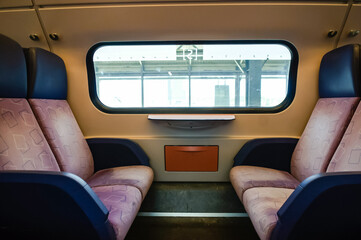 Empty seats in a Intercity train in the Netherlands.