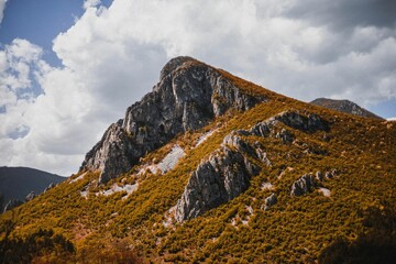 Mountainous landscape against a cloudy sky in Vratsa, Bulgaria