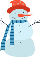 Snowman vector flat illustration.