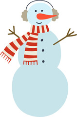 Snowman vector flat illustration.