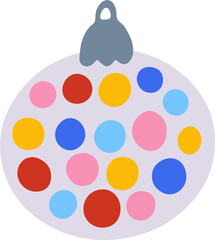 Christmas tree toy, vector flat illustration.