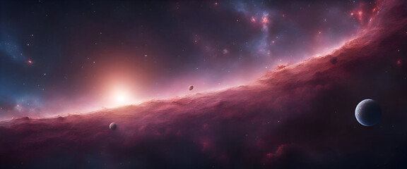 Night sky with stars and nebula. 3d render illustration.