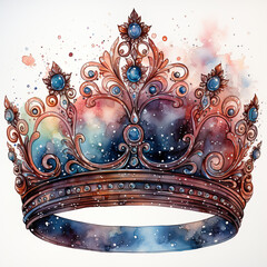 watercolor Crown clipart, Generative Ai