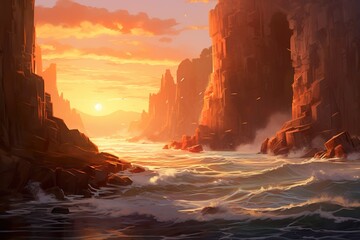 Picturesque coastal cliffs by the sea