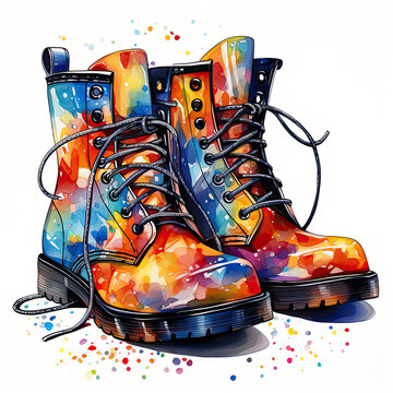watercolor Dance Shoes boot clipart, Generative Ai