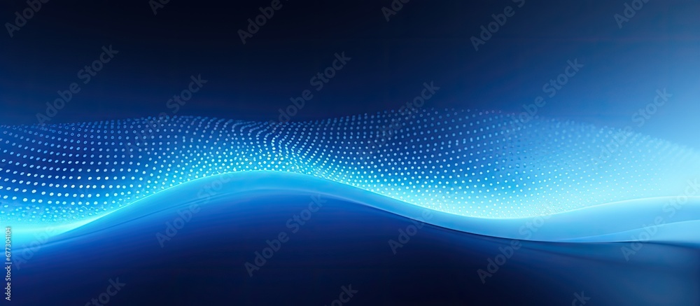 Poster abstract digital background with a 3d rendered gradient texture screen displaying white and blue wav