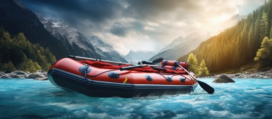 3D rendered illustration of rafting Copy space image Place for adding text or design
