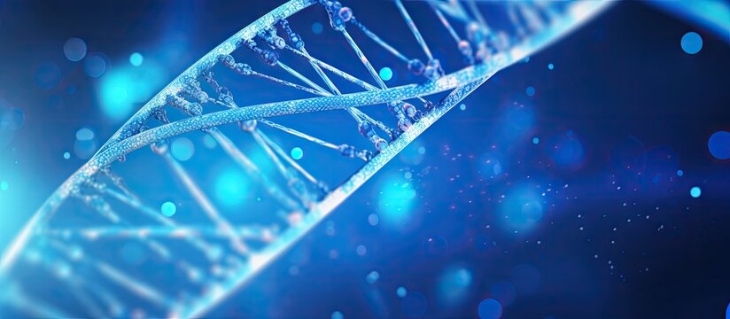 3D illustration of abstract background with blue DNA structure Copy space image Place for adding text or design