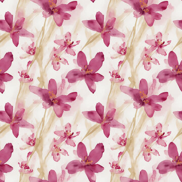 seamless pattern with pink flowers