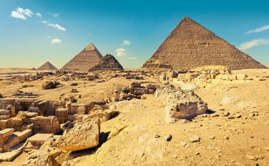 Foto op Canvas The Great Pyramids of Giza. Western Desert, Giza, Cairo, Egypt © O'SHI