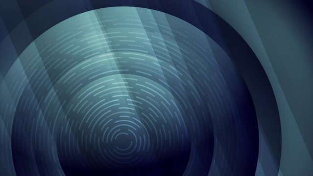 Dark blue round abstract futuristic tech background. Seamless looping geometric motion design. Video animation Ultra HD 4K 3840x2160