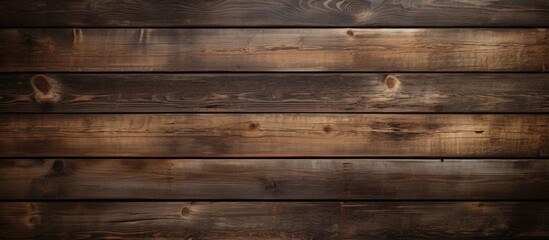 Aged dark reclaimed wood surface with lined up boards Wooden floor planks with grain and texture Copy space image Place for adding text or design