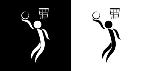 Pictogrammes représentant un match de basketball, une des disciplines des compétitions sportives avec un ballon.