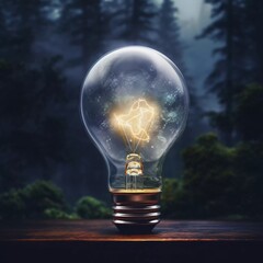 A shining light bulb among the gray, AI generator