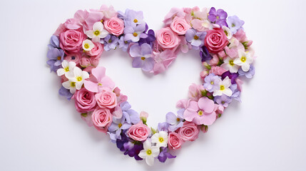 Heart Shaped Floral Arrangement on White Background