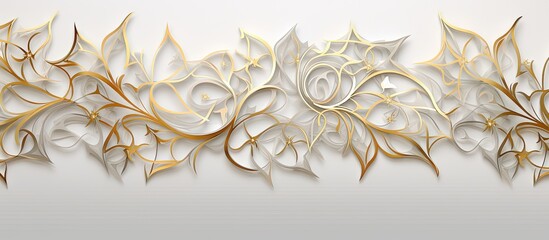 Arabic luxury background featuring elegant white and golden ornamental border pattern Copy space image Place for adding text or design