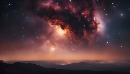Fantastic night sky with stars and nebula. 3d rendering